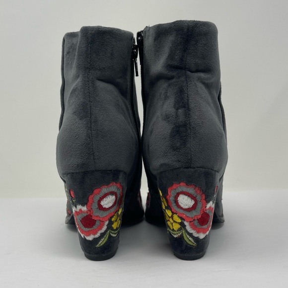 Rebels Boots Womens 36 5.5-6 Histaria Grey Velvet Bird Embroidered Ankle Booties - Picture 3 of 8